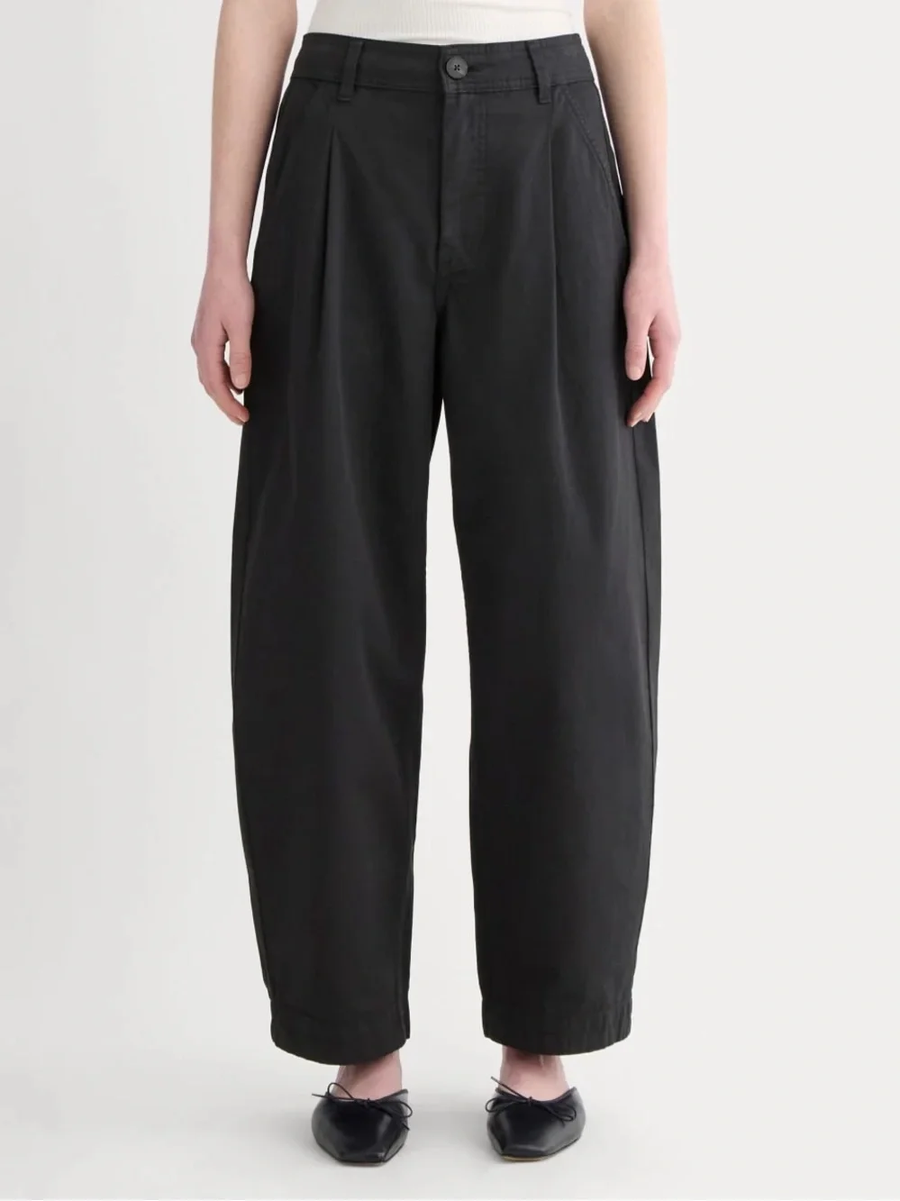 EVERLANE The Everywhere Barrel Cotton Linen Black Pants Trousers